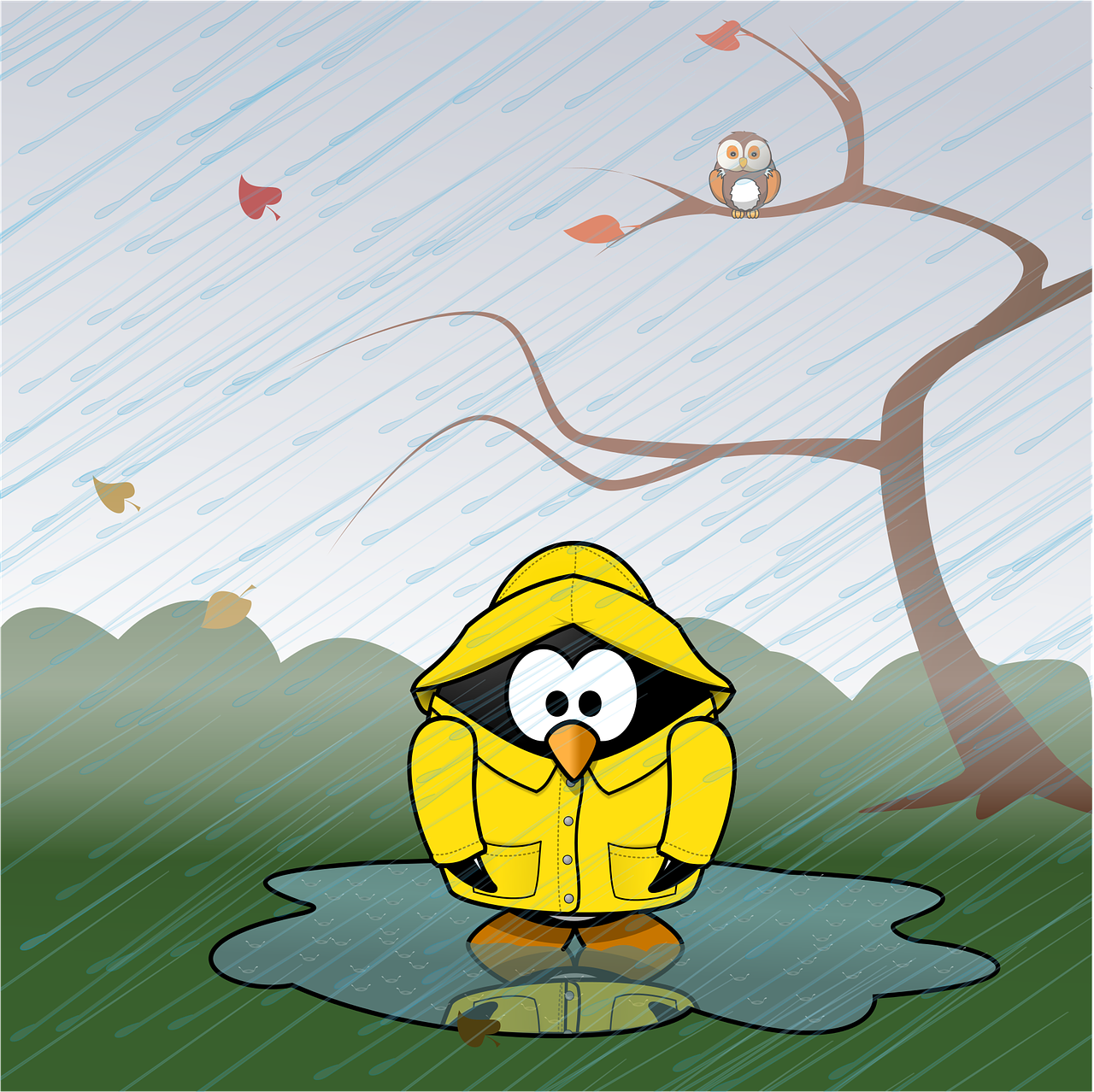 penguin-in-rain